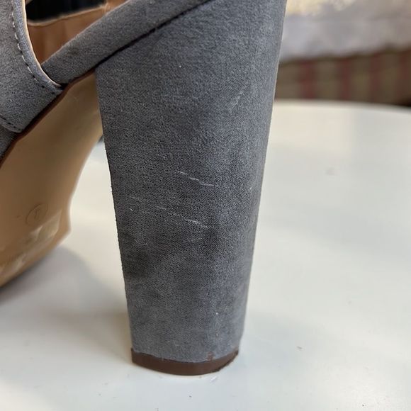 Grey Heeled Sandals with Silver Studs - Picture 6 of 10